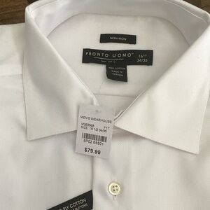 Pronto Uomo White Non-Iron Dress Shirt - Classic Collar